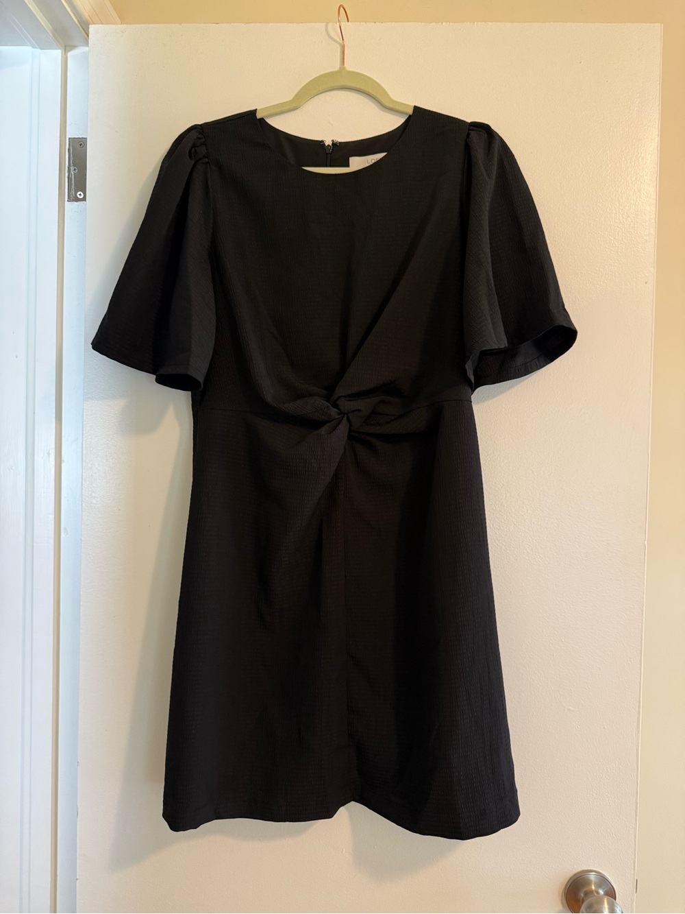 LOFT Black Twist-Front Mini Dress